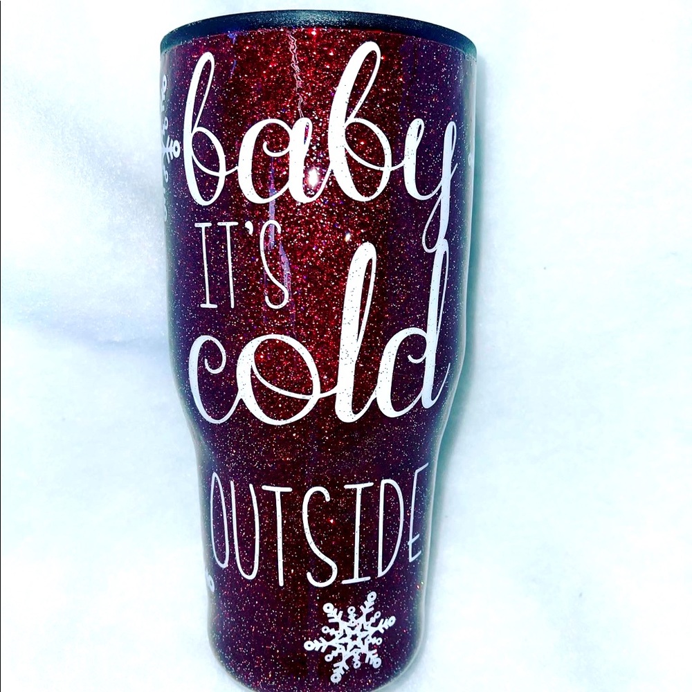 Baby its cold outside Red & White Custom 32oz Hot/Cold Tumbler cup.
